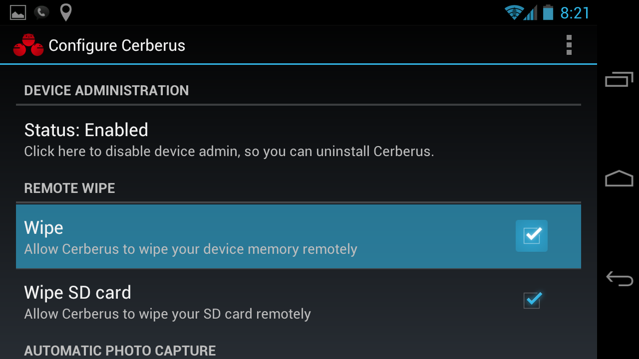 cerberus android activation code